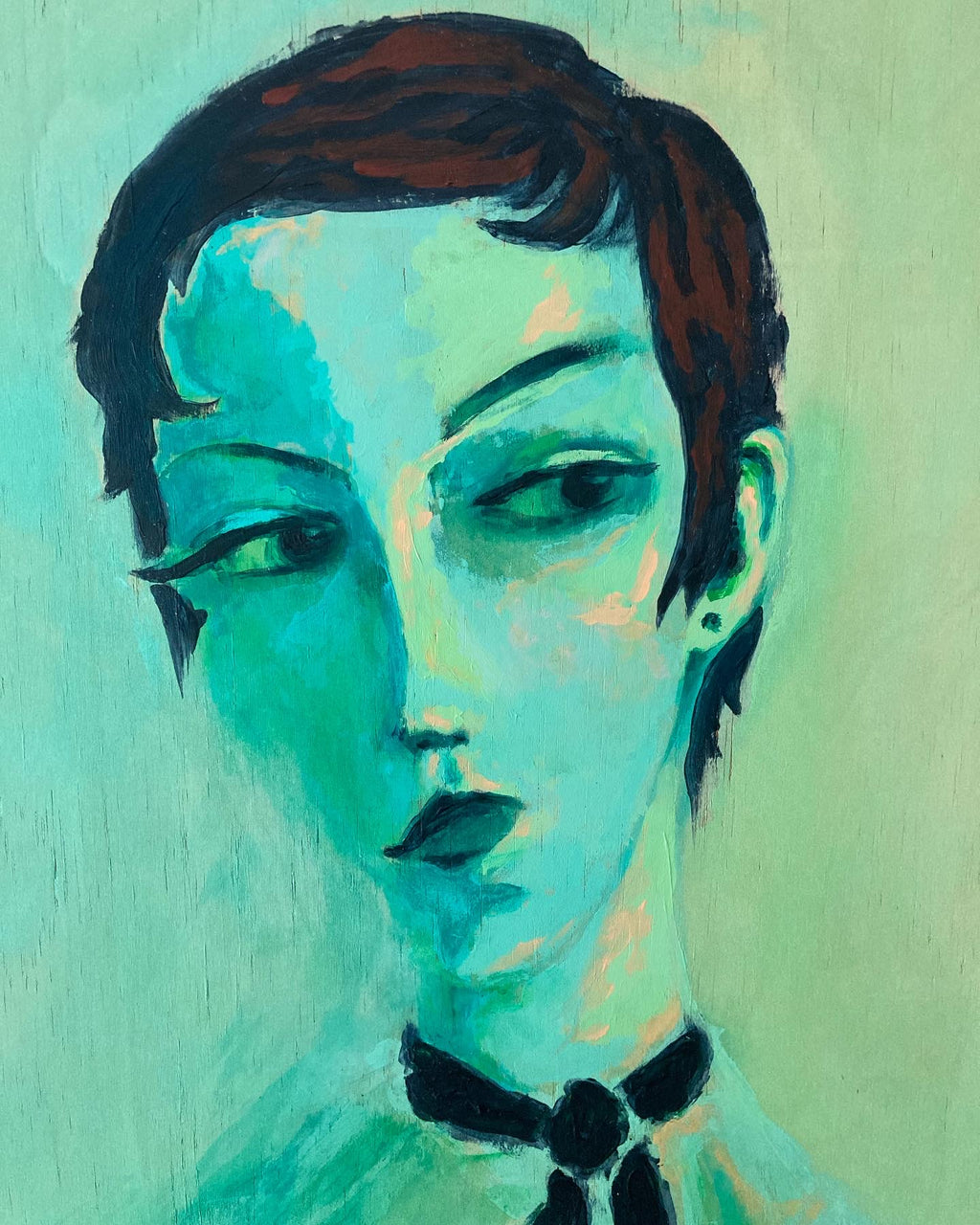 The Green Girl with the Ribbon | Original Painting by jinny