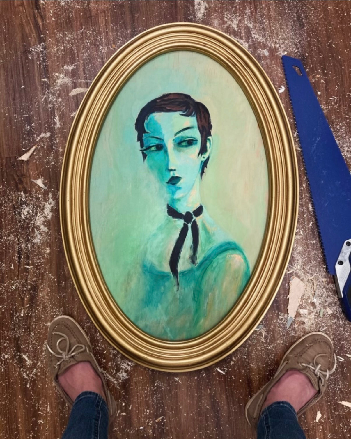The Green Girl with the Ribbon | Original Painting by jinny